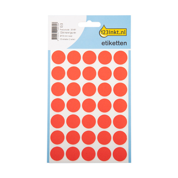123inkt 123encre pastilles de marquage Ø 19 mm - rouge (105 étiquettes) 3004C 3172C 301481 - 1