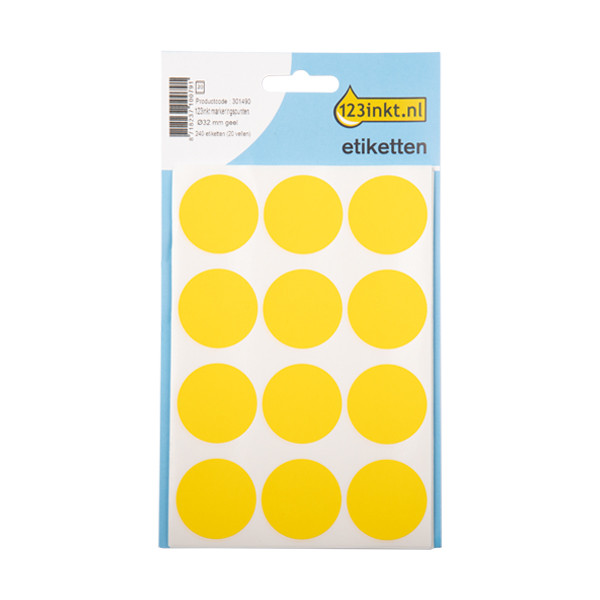 123inkt 123encre pastilles de marquage Ø 32 mm - jaune (240 étiquettes) AV-PET30JC 301490 - 1