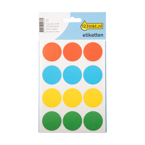 123inkt 123encre pastilles de marquage Ø 32 mm couleurs assorties (240 étiquettes)  301487 - 1