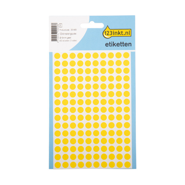 123inkt 123encre pastilles de marquage Ø 8 mm - jaune (450 étiquettes) 3013C AV-PSA08JC 301469 - 1