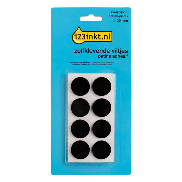 123inkt 123encre patins adhésifs ronds 20 mm (16 pièces) - noir FP-20R 301005 - 1