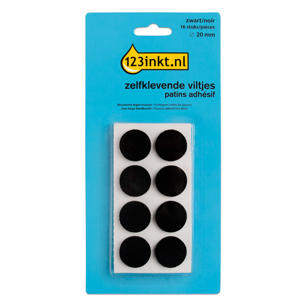 123inkt 123encre patins adhésifs ronds 20 mm (16 pièces) - noir FP-20R 301005 - 1