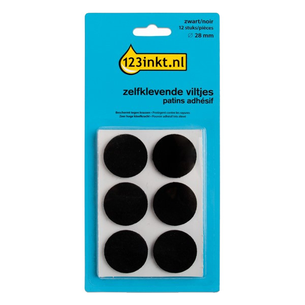 123inkt 123encre patins adhésifs ronds 28 mm (12 pièces) - noir FP-28R 301007 - 1