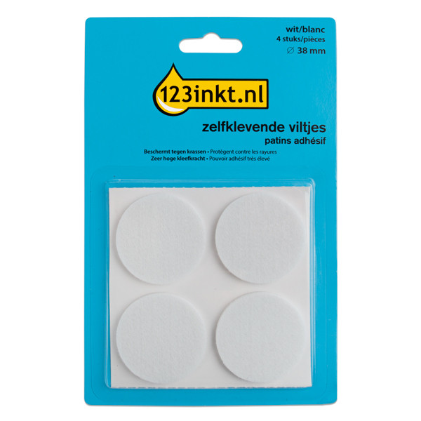 123inkt 123encre patins adhésifs ronds 38 mm (4 pièces) - blanc FP-38R 301012 - 1