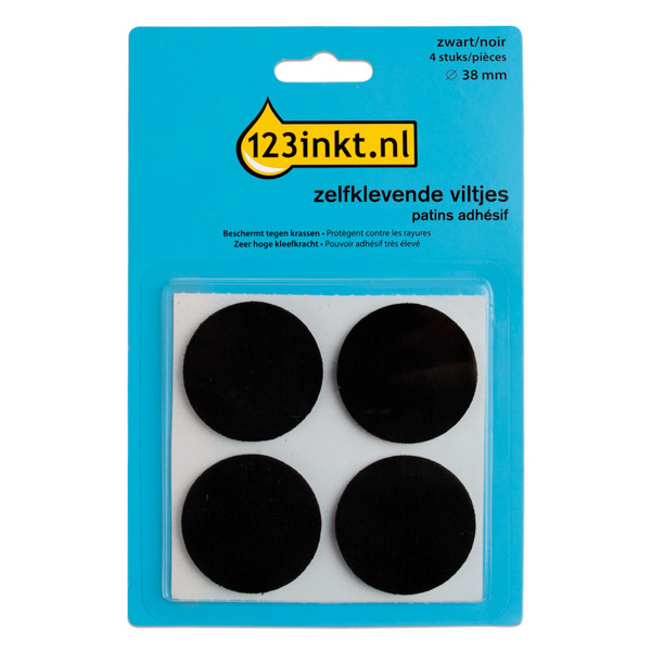 123inkt 123encre patins adhésifs ronds 38 mm (4 pièces) - noir  301011 - 1