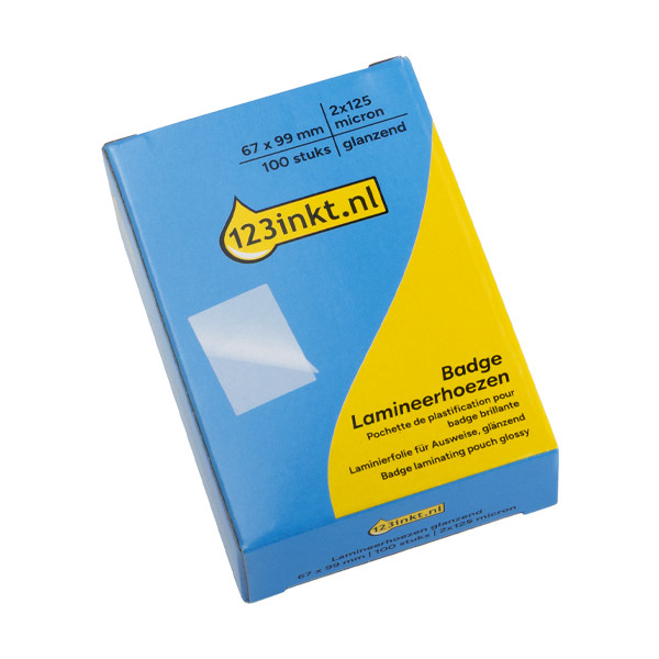 123encre pochette de plastification pour badges 67 x 99 mm brillant 2x125 microns (100 pièces) 302892 - 1