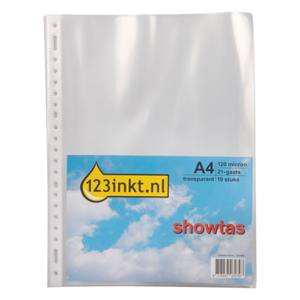 123inkt 123encre pochette transparente A4 21 trous 120 microns (10 pièces) 3007348010C K-14021C 300444 - 1