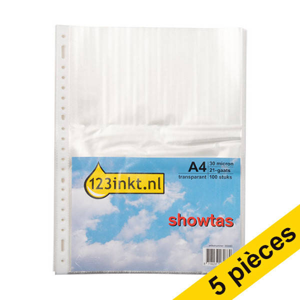 123inkt 123encre pochette transparente A4 21 trous 30 microns (500 pièces)  301214 - 1