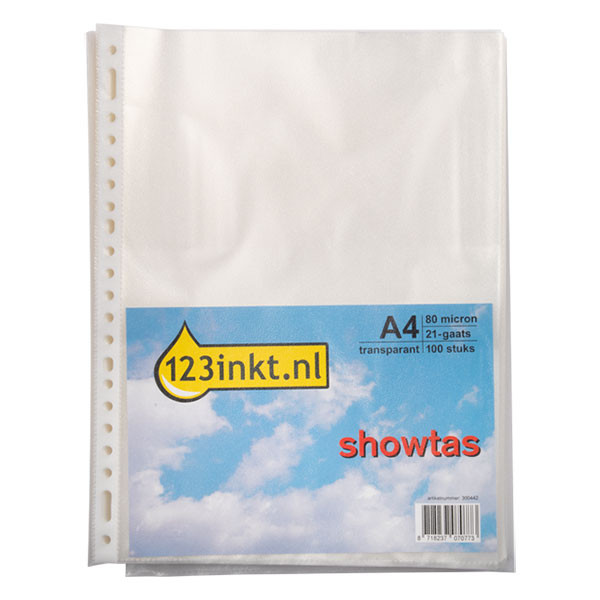 123inkt 123encre pochette transparente A4 21 trous 80 microns (100 pièces) 56415C 300442 - 1