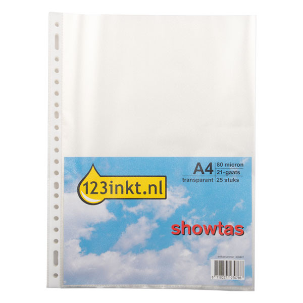 123inkt 123encre pochette transparente A4 21 trous 80 microns (25 pièces)  300441 - 1