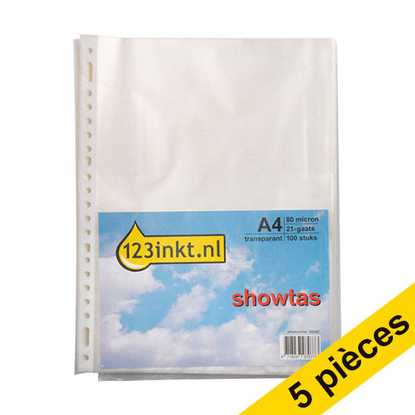 123inkt 123encre pochette transparente A4 21 trous 80 microns (500 pièces)  301213 - 1