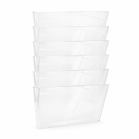 123encre porte-brochures mural 6 compartiments format paysage - transparent 302754