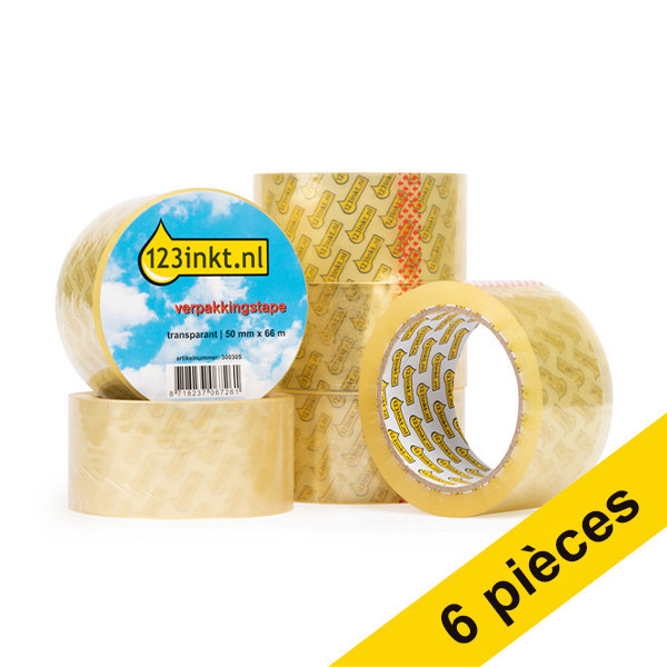 123encre ruban adhésif d'emballage extra résistant transparent 50 mm x 66 m (6 rouleaux) 302886 - 1