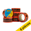 123encre ruban d'avertissement 'Fragile' 50 mm x 66 m (6 rouleaux) - orange
