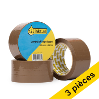 123encre ruban d'emballage 38 mm x 66 m (3 rouleaux) - marron