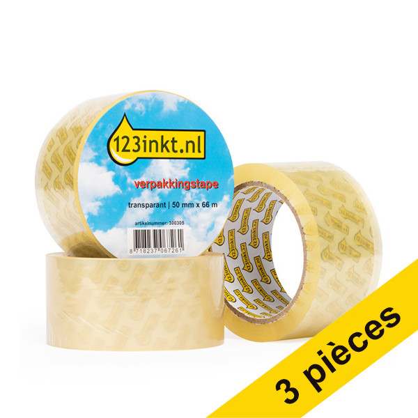 123inkt 123encre ruban d'emballage 50 mm x 66 m (3 rouleaux) - transparent 57167-00000-05-3C 300340 - 1