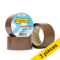 123encre ruban d'emballage marron 50 mm x 66 m (3 rouleaux)