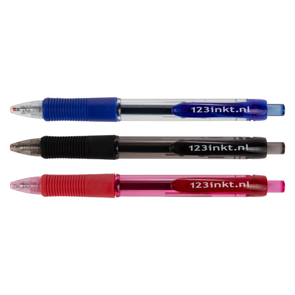 123inkt 123encre set de 3 stylos à encre gel - bleu/noir/rouge  301169 - 1