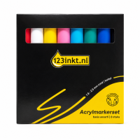 123encre set de 8 marqueurs acryliques (1,8 à 2,5 mm ogive/biseautée) - couleurs de base assorties 328501