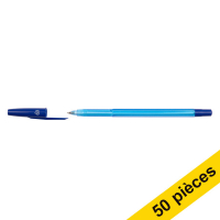 123inkt 123encre stylo à bille avec capuchon (50 pièces) - bleu  300979