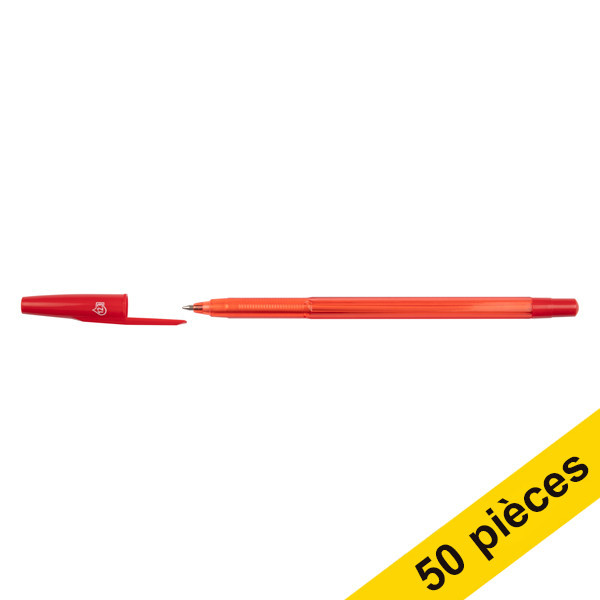 123inkt 123encre stylo à bille avec capuchon (50 pièces) - rouge 8373619C 300981 - 1