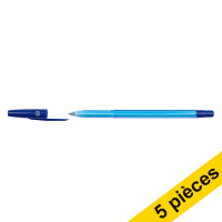 123inkt 123encre stylo à bille avec capuchon (5 pièces) - bleu  300976
