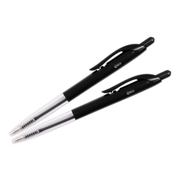 123inkt 123encre stylo à bille médium avec bouton-poussoir (2 pièces) - noir 12805ZC 302077 - 1