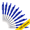 123inkt 123encre stylo à bille médium avec bouton-poussoir pack avantageux (100 pièces) - bleu 942915C 302074 - 1