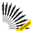 123inkt 123encre stylo à bille médium avec bouton-poussoir pack avantageux (100 pièces) - noir 942917C 302079 - 1