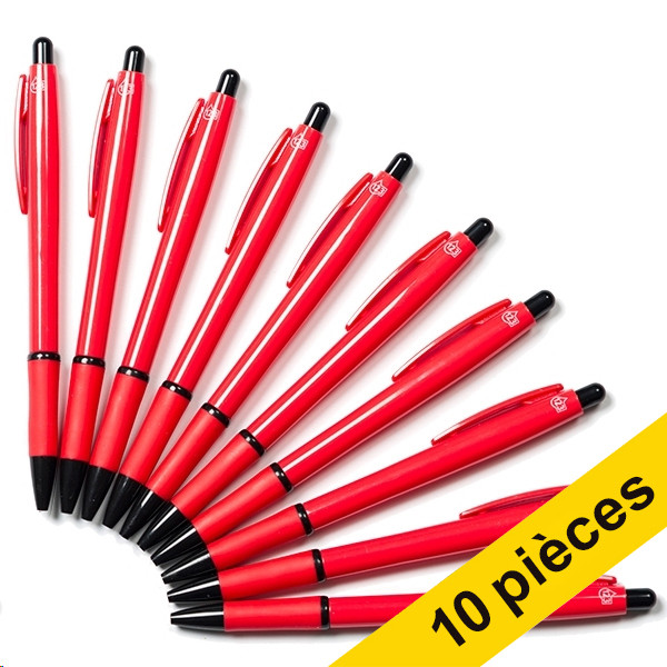 123inkt 123encre stylo à bille sans impression (10 pièces) - rouge 8362342C 400097 - 1