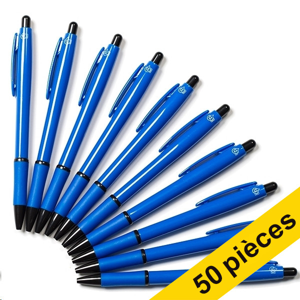 123inkt 123encre stylo à bille sans impression (50 pièces) - bleu  400087 - 1