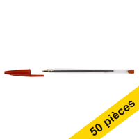 123inkt 123encre stylo à bille transparent avec capuchon (50 pièces) - rouge 8373619C 302083