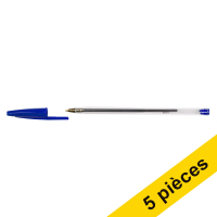 123inkt 123encre stylo à bille transparent avec capuchon (5 pièces) - bleu 802052C 302080