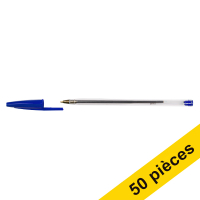 123inkt 123encre stylos à bille transparent avec capuchon (50 pièces) - bleu 8373609C 302081
