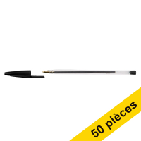 123inkt 123encre stylos à bille transparent avec capuchon (50 pièces) - noir 8373639C 302084