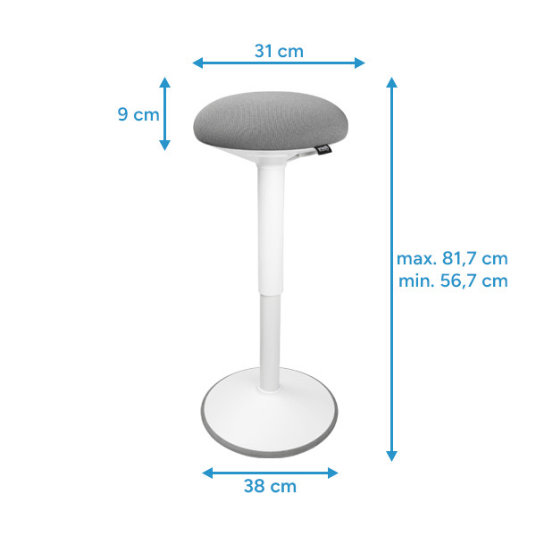123inkt 123encre tabouret rond ergonomique avec ressort à gaz (57 cm - 82 cm) - blanc  390051 - 2