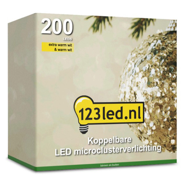 123inkt 123led éclairage micro cluster connectable 6 mètres extension 200 ampoules - blanc extra chaud & blanc chaud  LDR07142 - 4