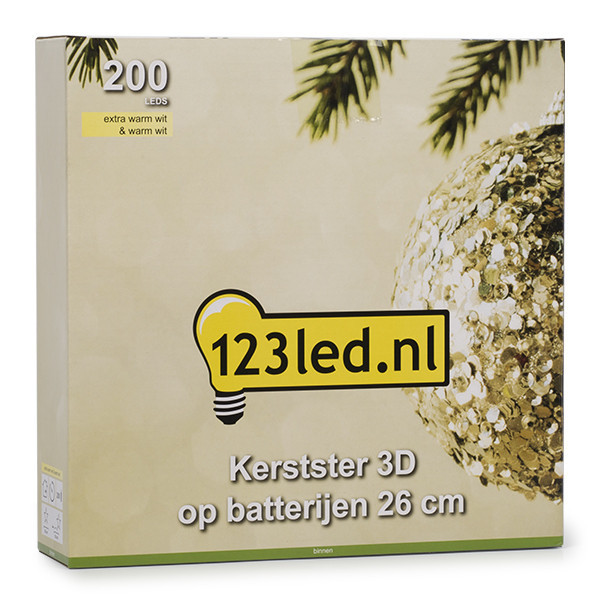 123led étoile de Noël 3D à piles 26 cm blanc extra chaud et blanc chaud 200 lumières - noir LDR07285 - 5