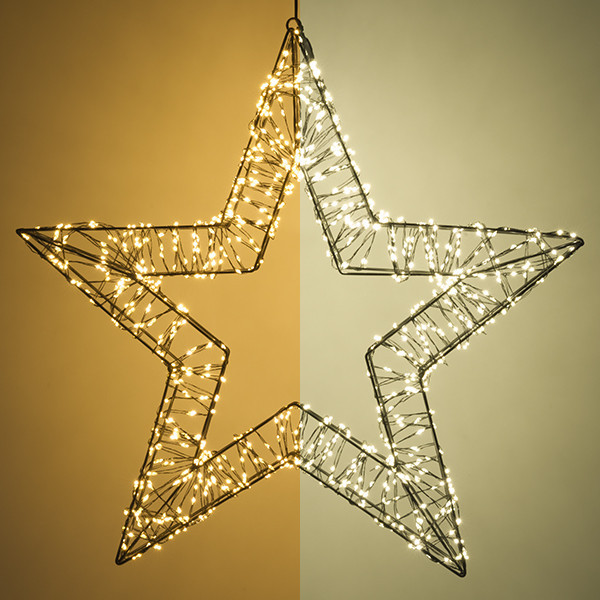 123led étoile de Noël avec anneau de suspension 56 cm blanc extra chaud et blanc chaud 1200 lumières - noir LDR07269 - 1