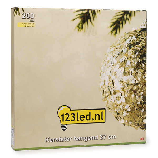 123led étoile de Noël suspendue 37 cm blanc extra chaud & blanc chaud 200 lumières - noir LDR07274 - 5