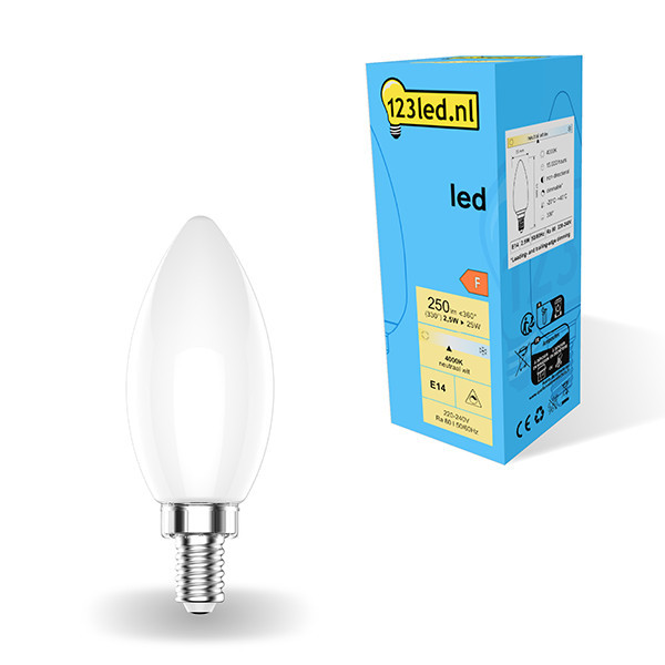 123inkt 123led E14 ampoule LED à filament bougie dimmable 4000K 2,5W (25W) - mat  LDR01864 - 1