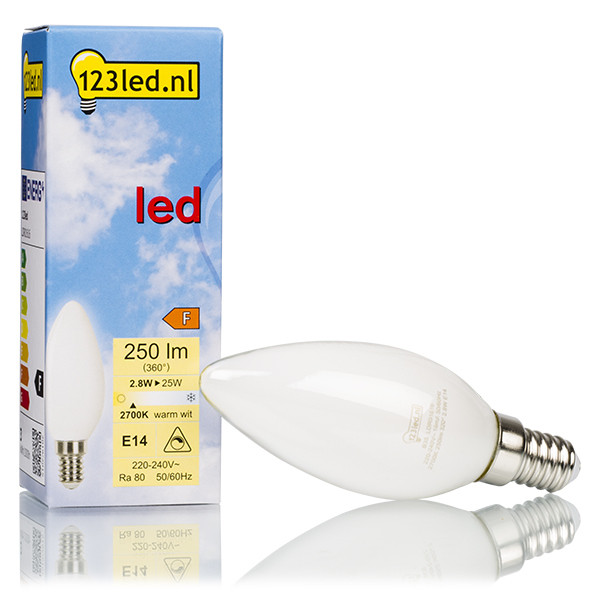 123inkt 123led E14 ampoule LED à filament bougie mate dimmable 2.8W (25W)  LDR01616 - 1