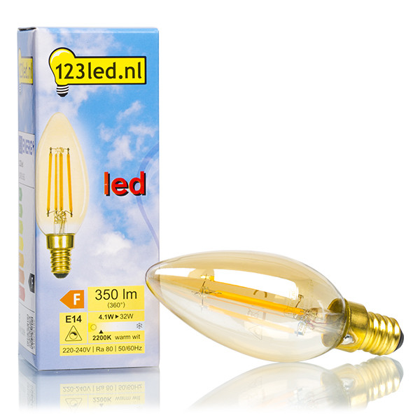 123inkt 123led E14 ampoule LED à filament bougie or dimmable 4,1W (32W)  LDR01662 - 1