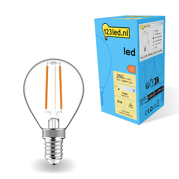 123inkt 123led E14 ampoule LED à filament sphérique 2,5W (25W)  LDR01884 - 1