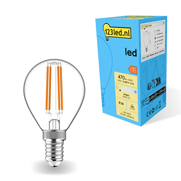 123inkt 123led E14 ampoule LED à filament sphérique 4,5W (40W)  LDR01886 - 1