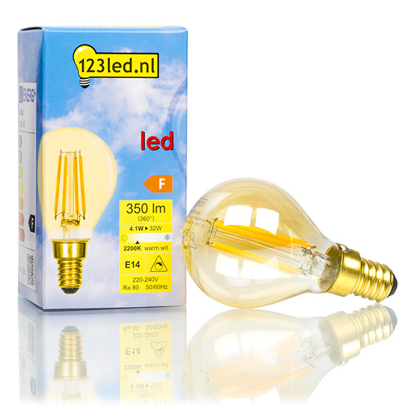 123inkt 123led E14 ampoule LED à filament sphérique or dimmable 4,1W (32W)  LDR01668 - 1