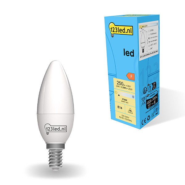 123inkt 123led E14 ampoule LED bougie mate 2700K 2.5W (25W)  LDR01850 - 1