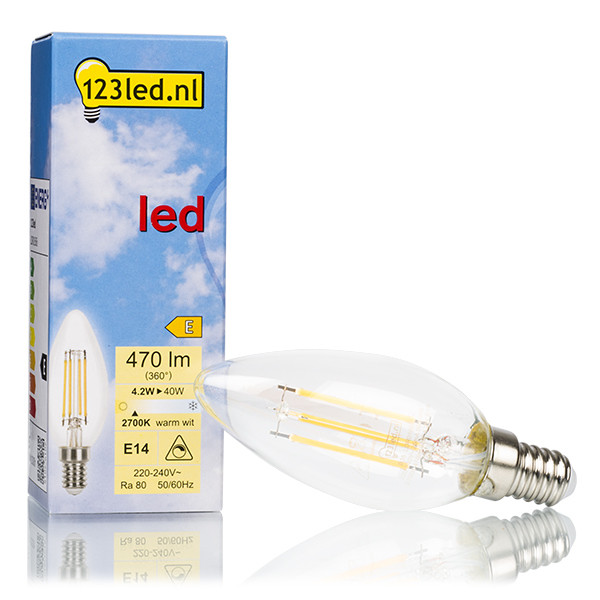 123inkt 123led E14 filament LED ampoule bougie dimmable 4.2W (40W)  LDR01606 - 1