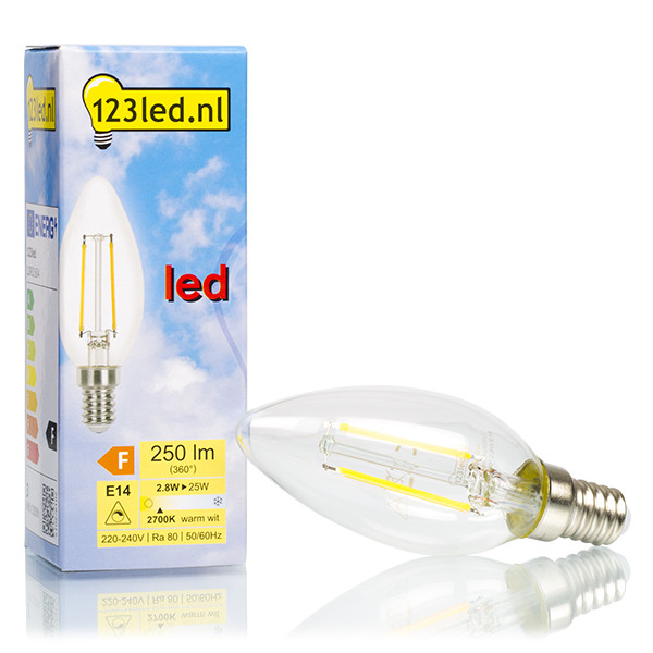 123inkt 123led E14 lampe à filament led bougie dimmable 2.8W (25W)  LDR01604 - 1