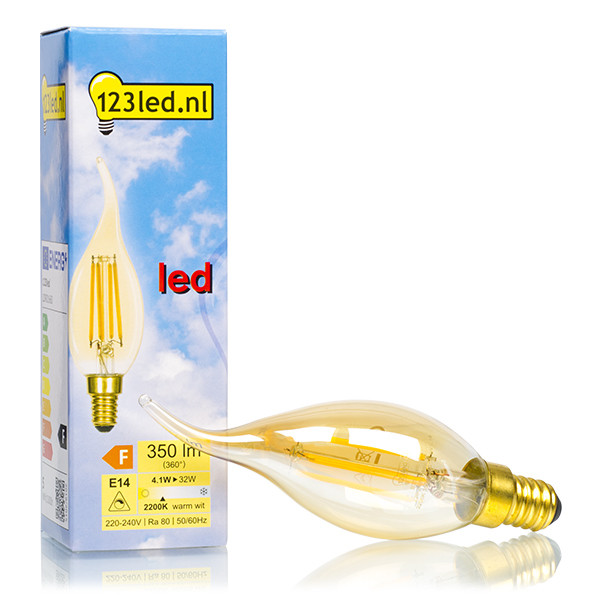 123inkt 123led E14 lampe LED à filament bougie décorative or dimmable 4,1W (32W)  LDR01660 - 1